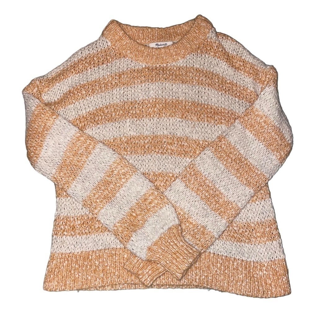 MADEWELL Baez Pullover Sweater in Stripe Marbled Caramel Size Extra Small - Picture 13 of 16